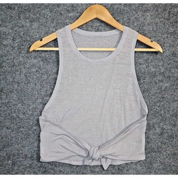 lululemon athletica Tops - Lululemon Shirt Women 4 Purple Gray Tie Front Tank Top Yoga Athleisure Train Run